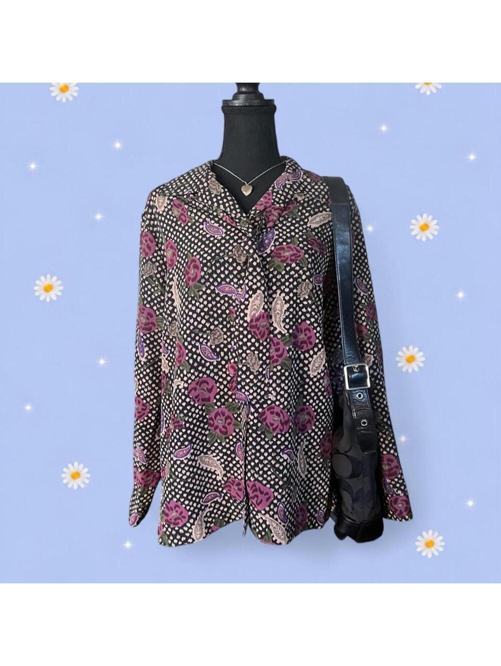 Vintage Y2K Sag Harbor romantic coquette floral paisley blouse size 12 💜
